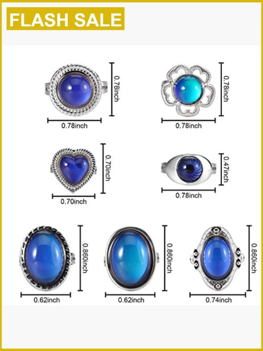 15 Piece Adjustable Mood Rings Set for Kids Party Favors